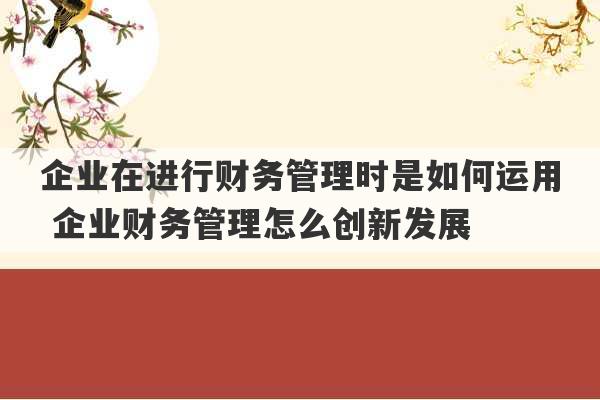 企业在进行财务管理时是如何运用 企业财务管理怎么创新发展