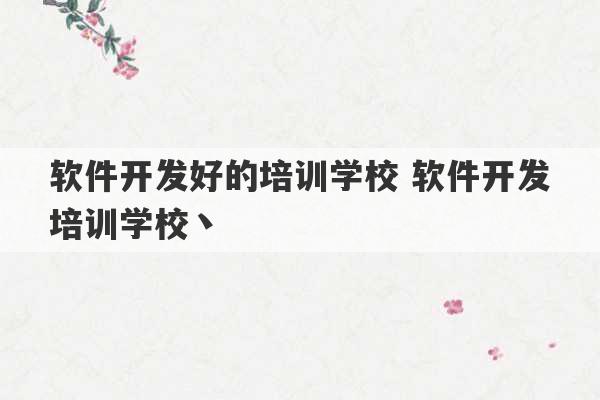 软件开发好的培训学校 软件开发培训学校丶