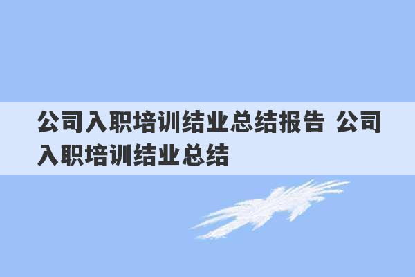 公司入职培训结业总结报告 公司入职培训结业总结