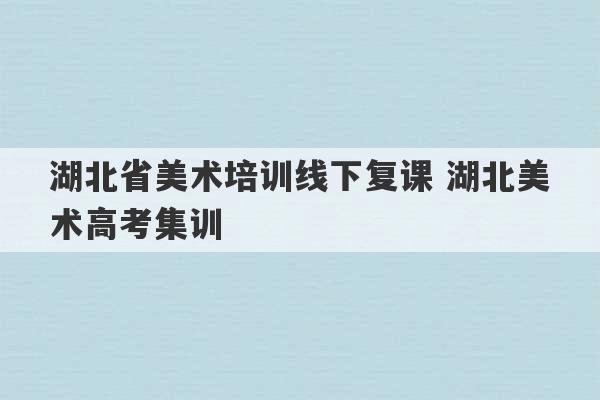 湖北省美术培训线下复课 湖北美术高考集训