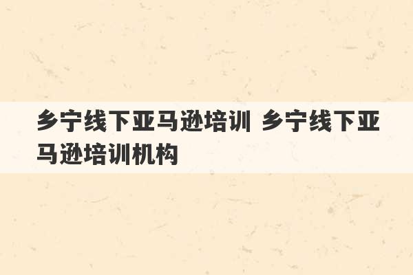 乡宁线下亚马逊培训 乡宁线下亚马逊培训机构