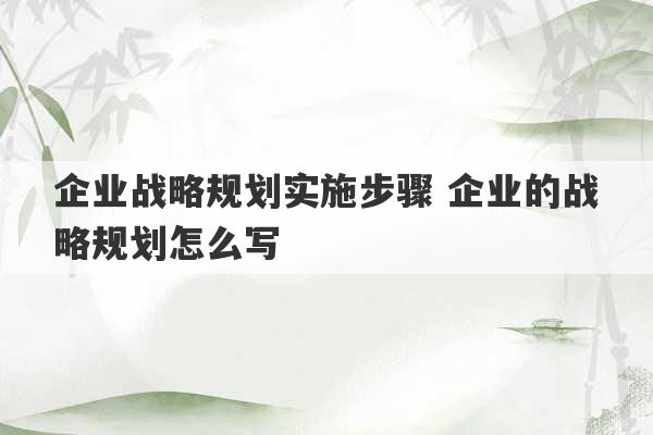 企业战略规划实施步骤 企业的战略规划怎么写