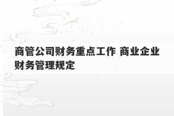 商管公司财务重点工作 商业企业财务管理规定