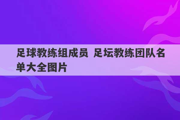 足球教练组成员 足坛教练团队名单大全图片