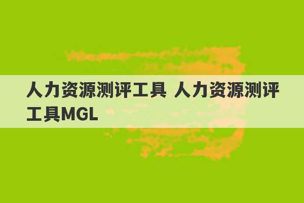 人力资源测评工具 人力资源测评工具MGL