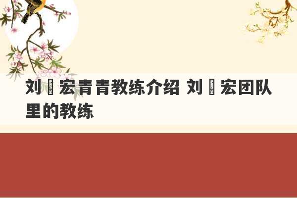 刘畊宏青青教练介绍 刘畊宏团队里的教练