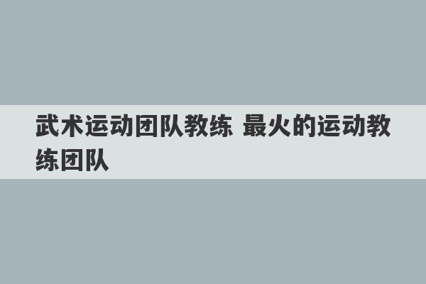 武术运动团队教练 最火的运动教练团队