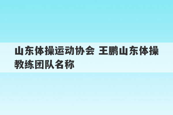 山东体操运动协会 王鹏山东体操教练团队名称