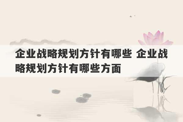 企业战略规划方针有哪些 企业战略规划方针有哪些方面