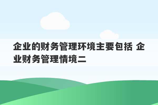 企业的财务管理环境主要包括 企业财务管理情境二