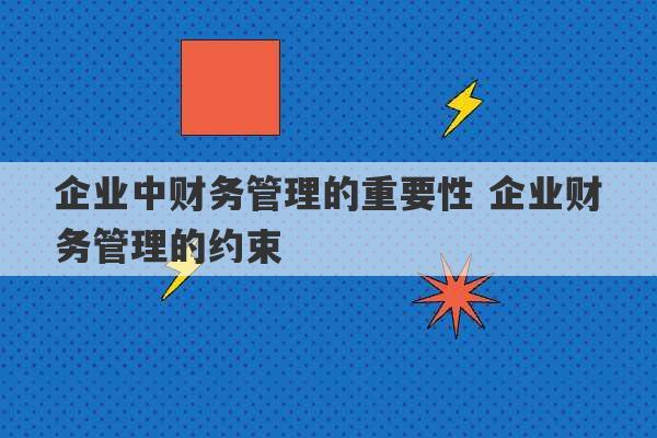 企业中财务管理的重要性 企业财务管理的约束