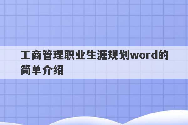 工商管理职业生涯规划word的简单介绍