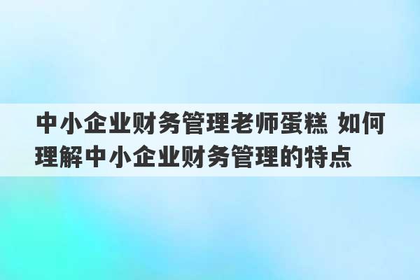 中小企业财务管理老师蛋糕 如何理解中小企业财务管理的特点