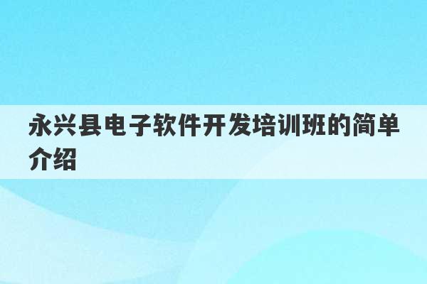 永兴县电子软件开发培训班的简单介绍