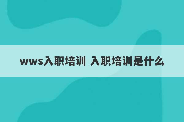 wws入职培训 入职培训是什么