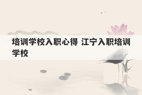 培训学校入职心得 江宁入职培训学校