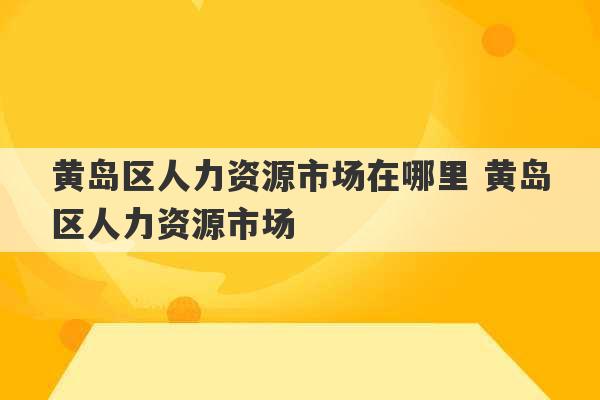 黄岛区人力资源市场在哪里 黄岛区人力资源市场