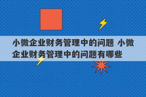 小微企业财务管理中的问题 小微企业财务管理中的问题有哪些