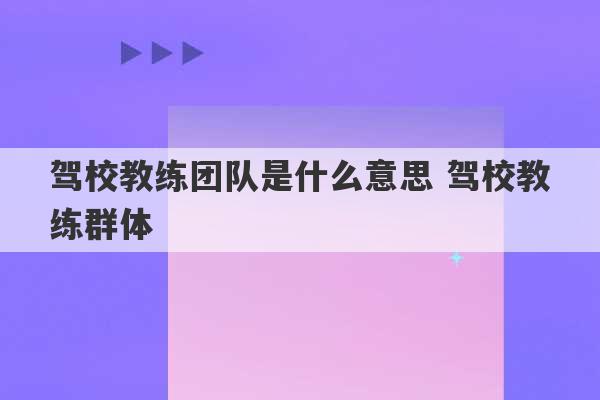 驾校教练团队是什么意思 驾校教练群体