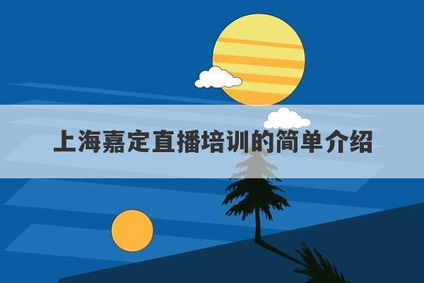 上海嘉定直播培训的简单介绍