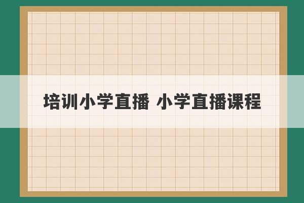 培训小学直播 小学直播课程