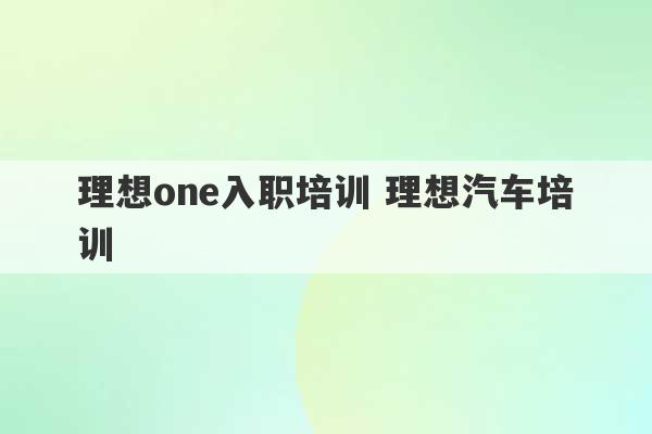 理想one入职培训 理想汽车培训