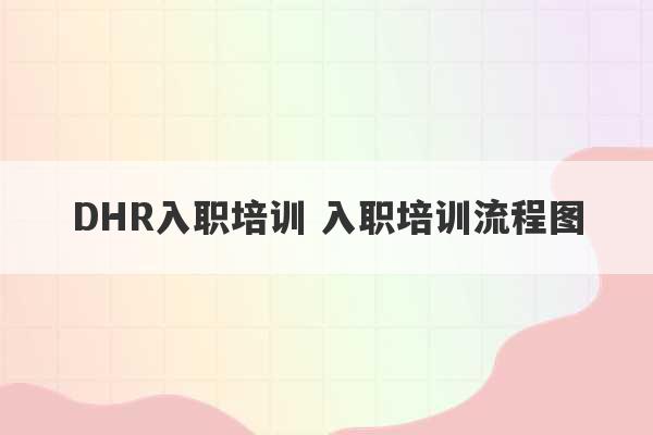 DHR入职培训 入职培训流程图