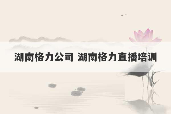 湖南格力公司 湖南格力直播培训