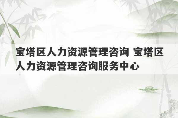 宝塔区人力资源管理咨询 宝塔区人力资源管理咨询服务中心