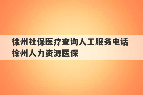 徐州社保医疗查询人工服务电话 徐州人力资源医保