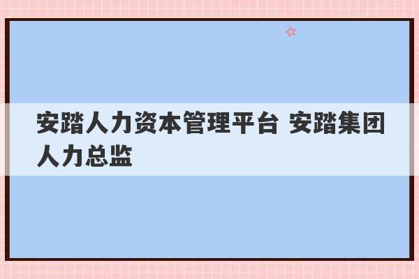 安踏人力资本管理平台 安踏集团人力总监