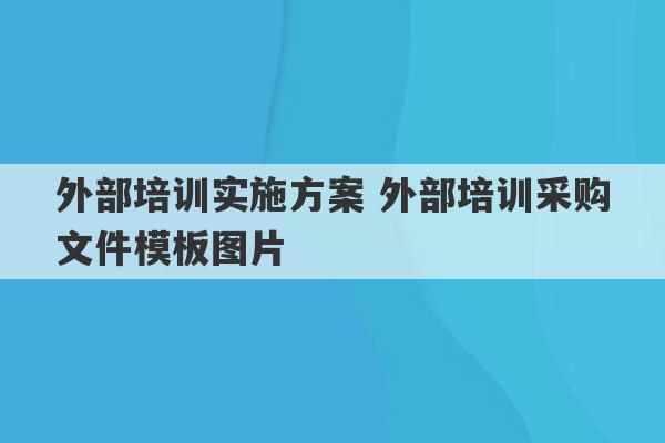 外部培训实施方案 外部培训采购文件模板图片