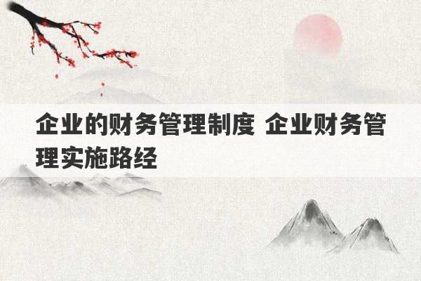 企业的财务管理制度 企业财务管理实施路经