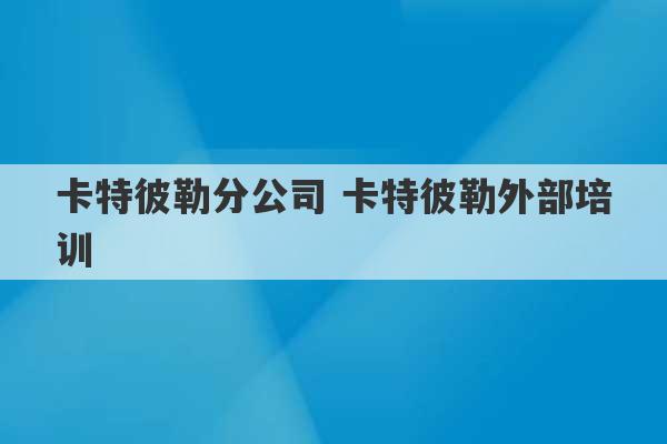 卡特彼勒分公司 卡特彼勒外部培训