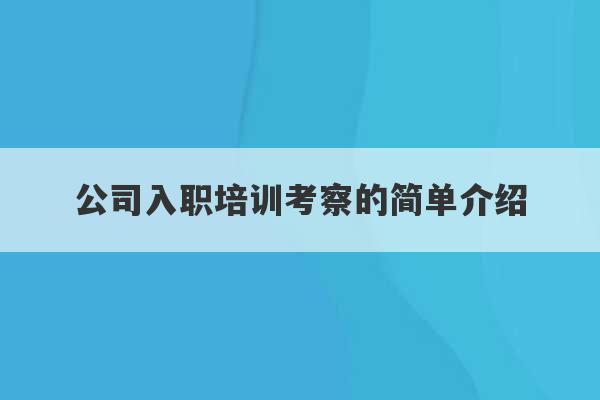 公司入职培训考察的简单介绍