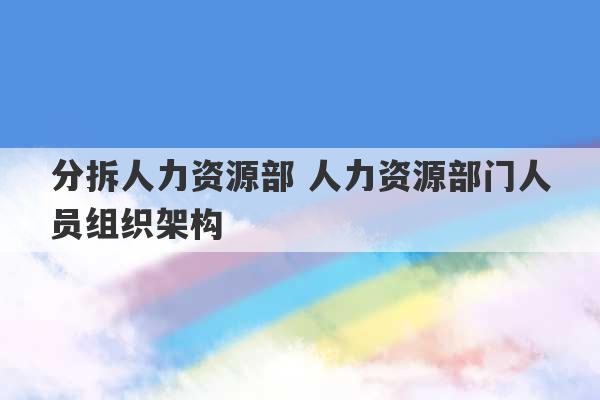 分拆人力资源部 人力资源部门人员组织架构