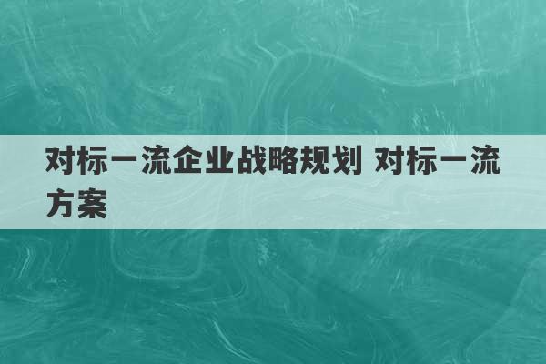 对标一流企业战略规划 对标一流方案