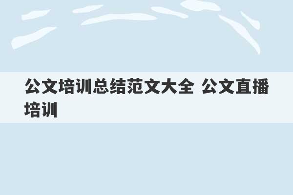 公文培训总结范文大全 公文直播培训