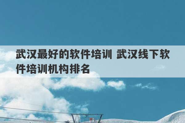 武汉最好的软件培训 武汉线下软件培训机构排名