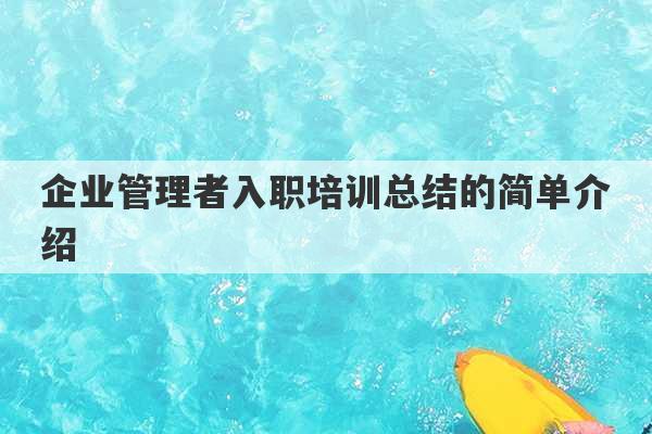 企业管理者入职培训总结的简单介绍