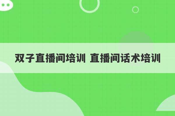 双子直播间培训 直播间话术培训