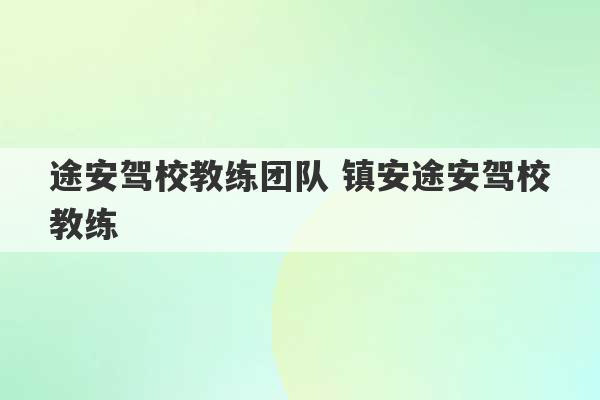 途安驾校教练团队 镇安途安驾校教练