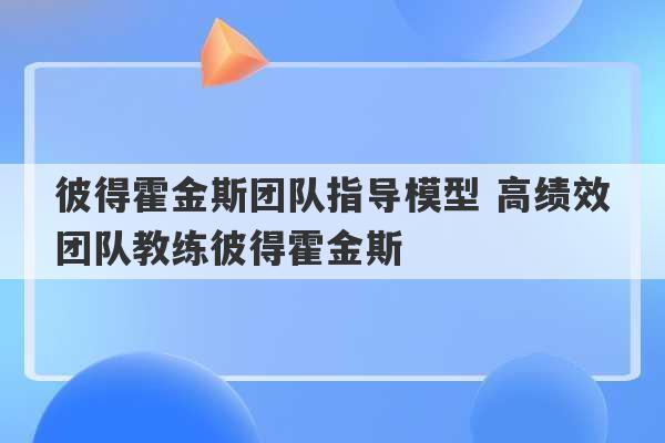 彼得霍金斯团队指导模型 高绩效团队教练彼得霍金斯