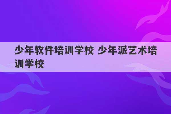 少年软件培训学校 少年派艺术培训学校