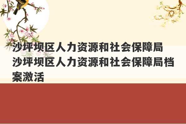 沙坪坝区人力资源和社会保障局 沙坪坝区人力资源和社会保障局档案激活