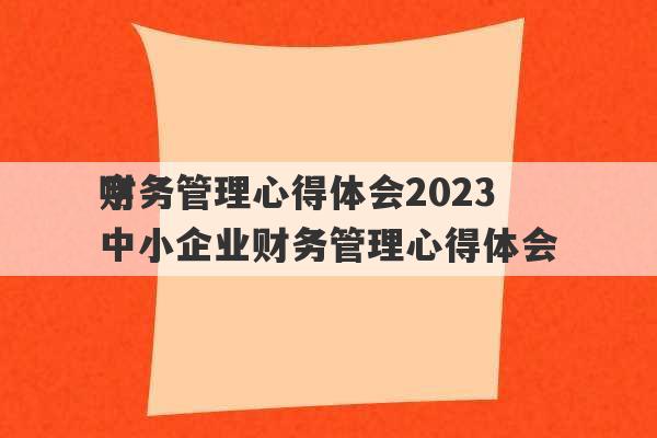 财务管理心得体会2023
字 中小企业财务管理心得体会