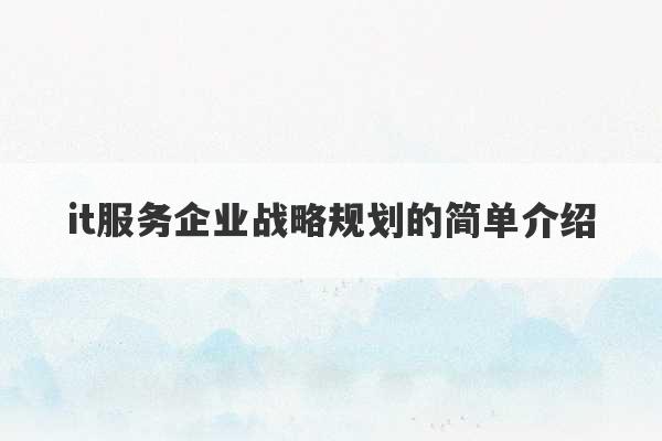 it服务企业战略规划的简单介绍