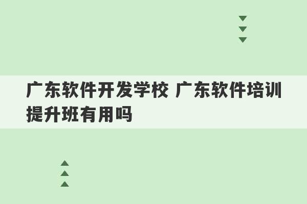 广东软件开发学校 广东软件培训提升班有用吗