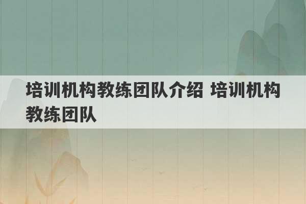 培训机构教练团队介绍 培训机构教练团队