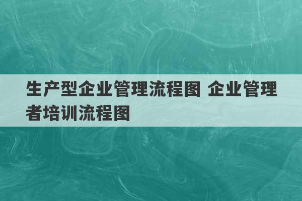 生产型企业管理流程图 企业管理者培训流程图